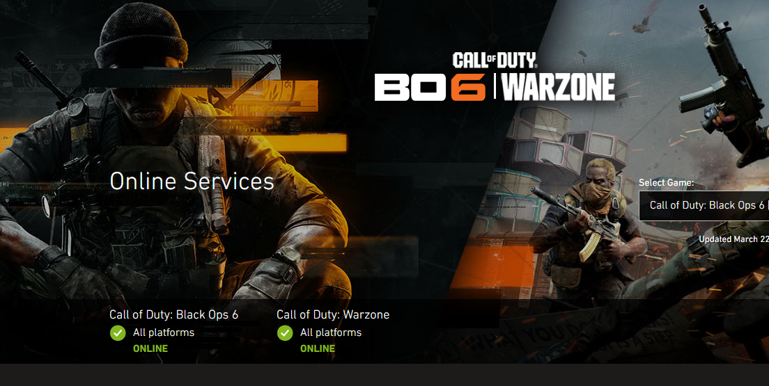 Activision Server Status Page