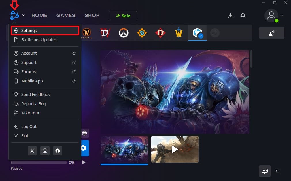 Battle.net Settings Menu