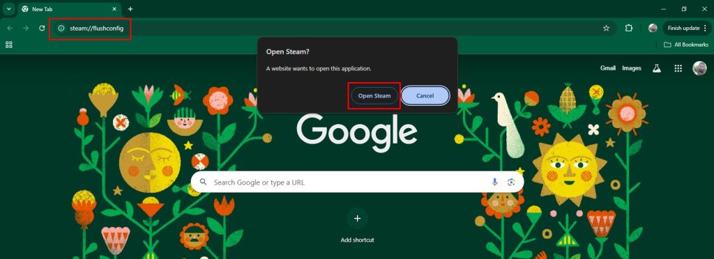 Steam flushconfig protocol confirmation dialog