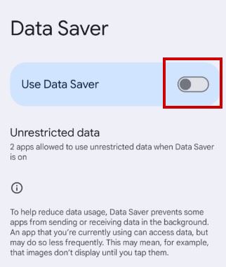 Turning Data Saver off