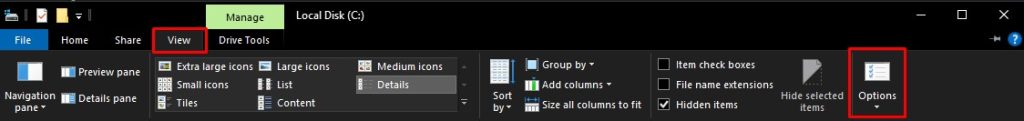 View options in This PC