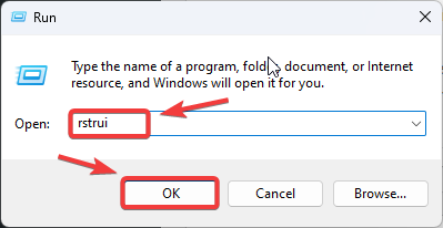 Opening Run dialog with rstrui command