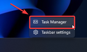 Opening Task Manager