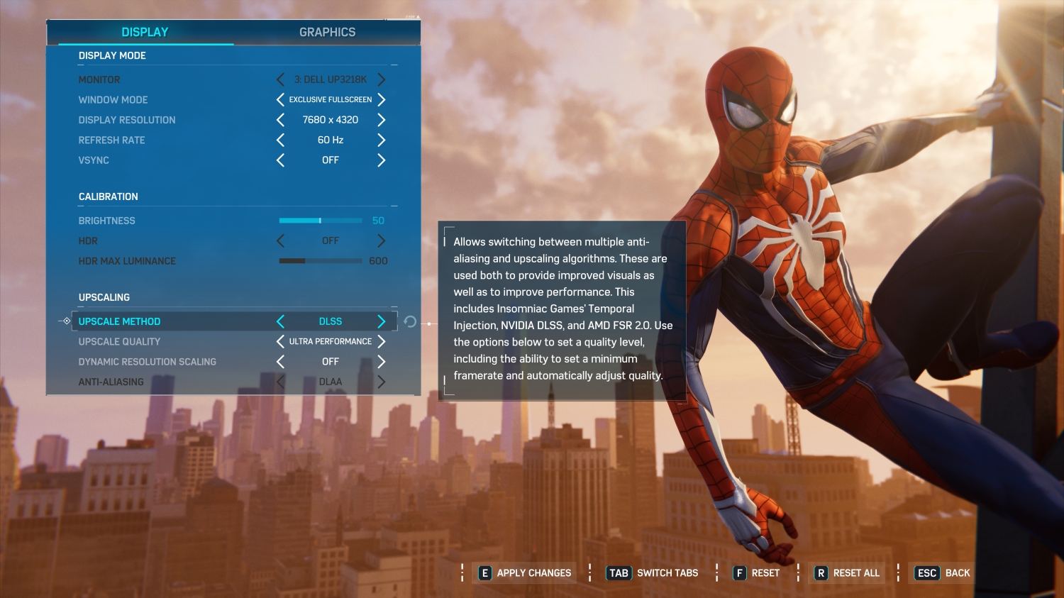 Switch DLSS to FSR in Spider-Man 2 for more stability