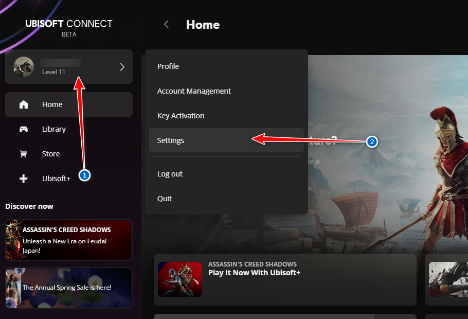 Ubisoft Connect profile settings location