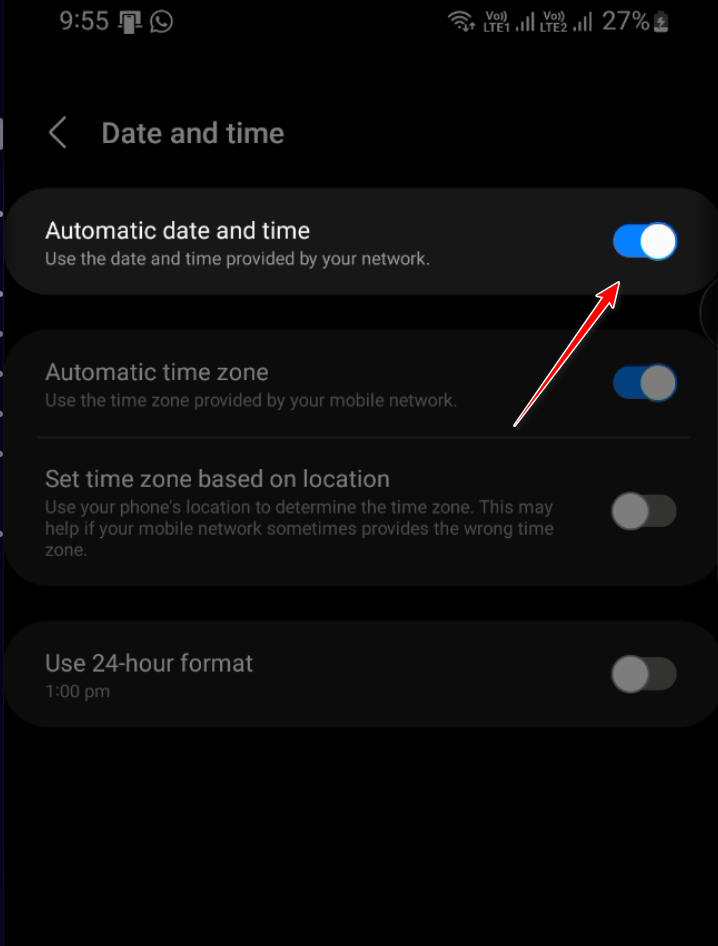 Enabling automatic date and time setting
