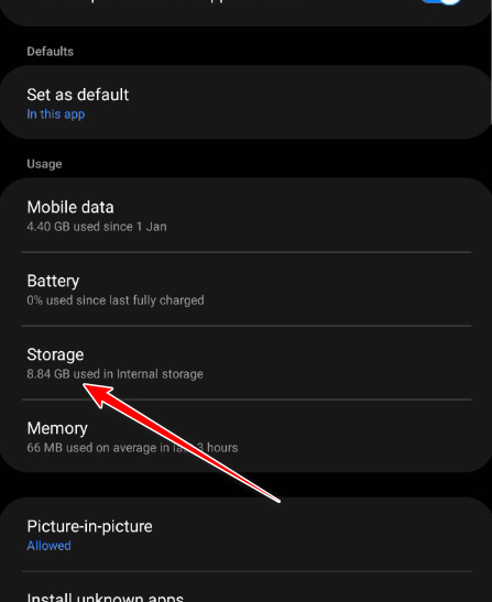 WhatsApp storage settings