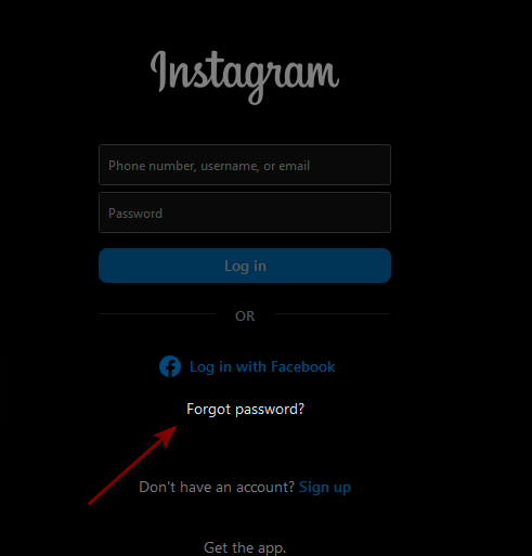 Instagram forgot password option
