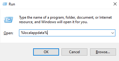 Opening Local AppData folder via Run command
