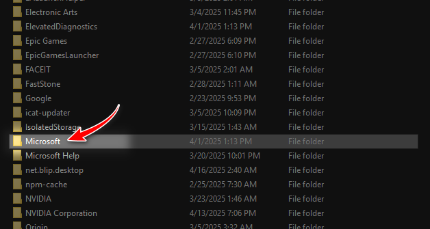 Microsoft folder in Local AppData