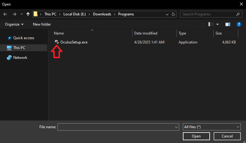 Selecting Oculus setup for exclusion