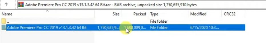 Adobe Premiere Pro folder inside zip file