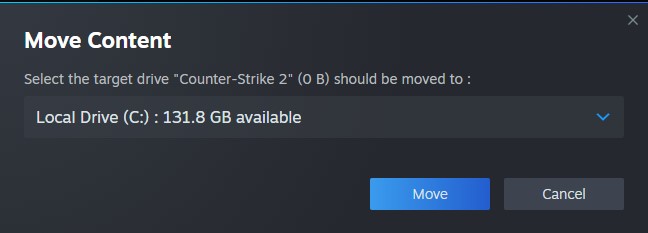 Selecting destination drive