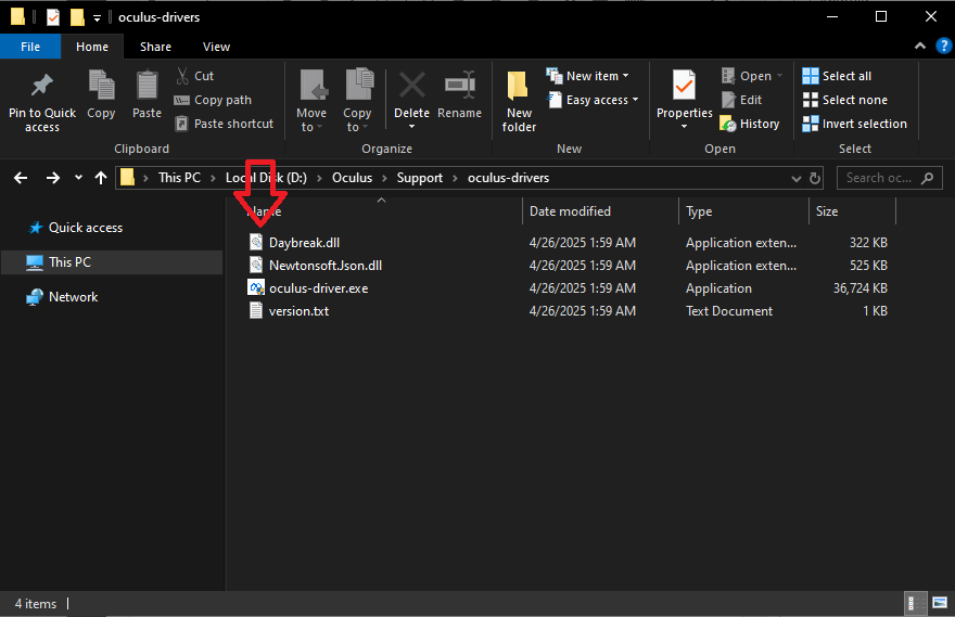 Oculus driver files in directory