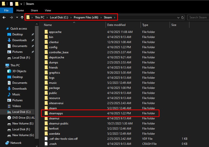 Steamapps folder location