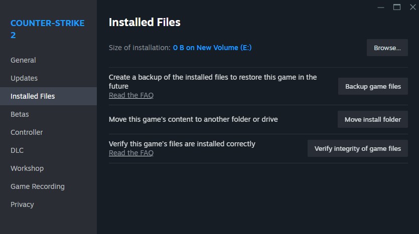 Move Install Folder option