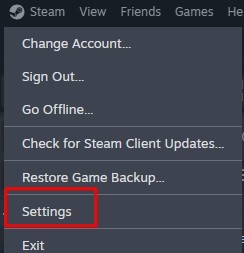 Steam Settings menu location
