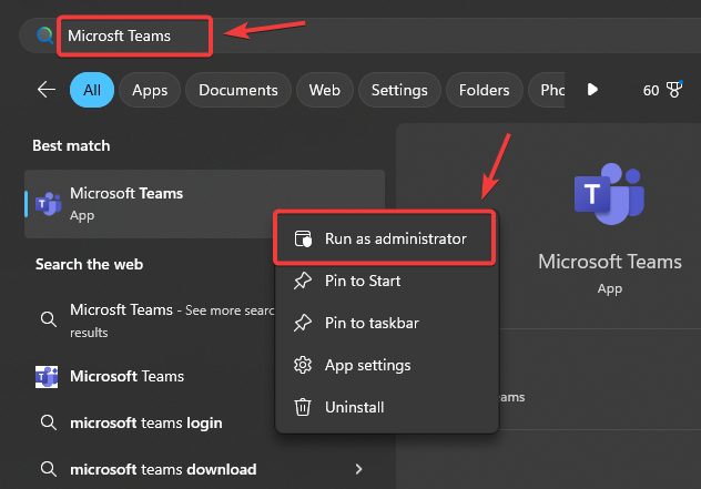 Right-click menu showing 'Run as administrator' option