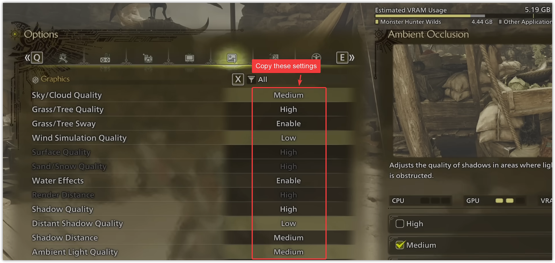 Monster Hunter Wilds recommended graphics settings to reduce crashes