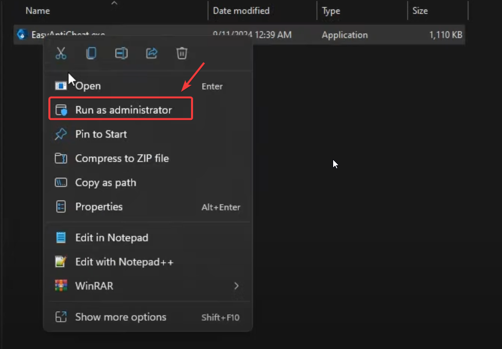 Running EasyAntiCheat setup as administrator