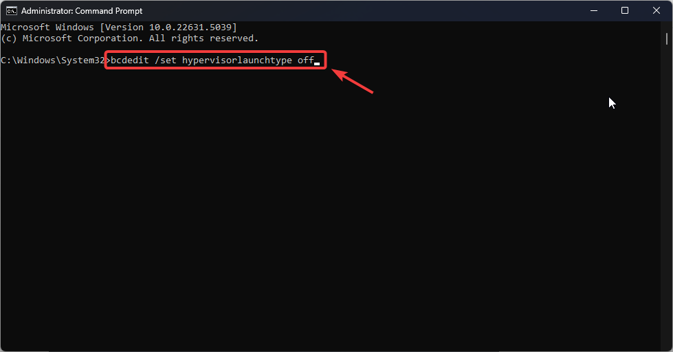 Running bcdedit command