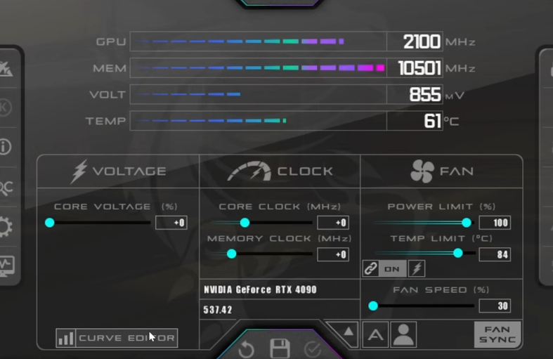MSI Afterburner Curve Editor button location