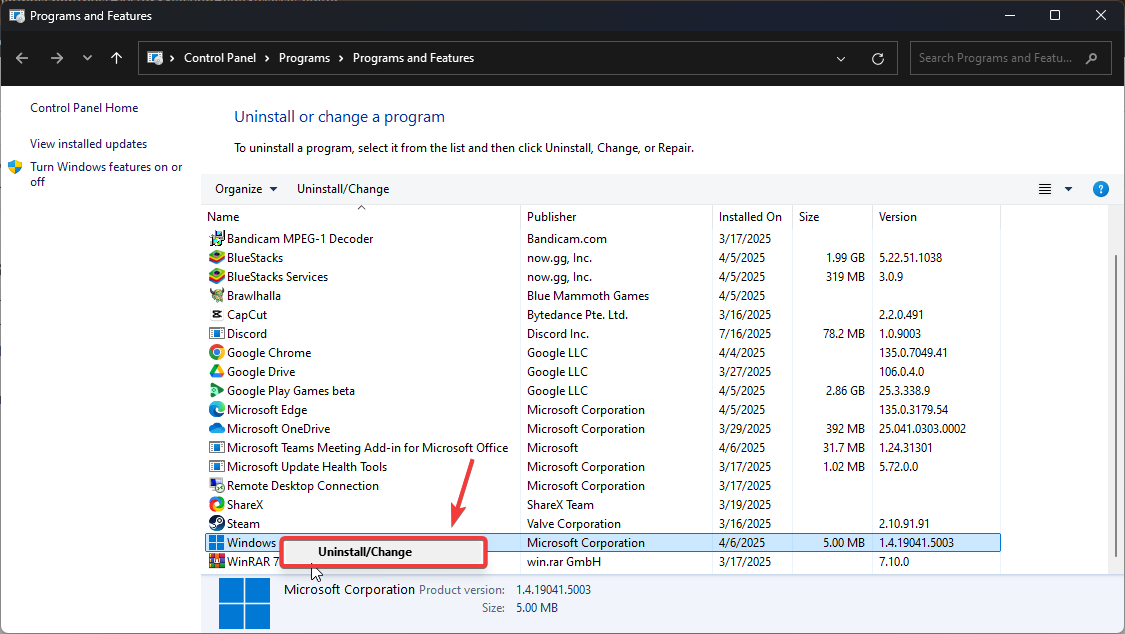 Uninstalling Windows App SDK