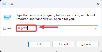 Opening Registry Editor with Run command