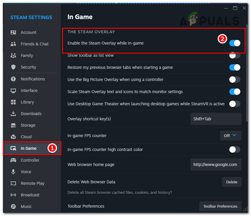 Steam overlay disable option