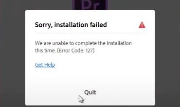 Adobe Premiere Pro Error code 127