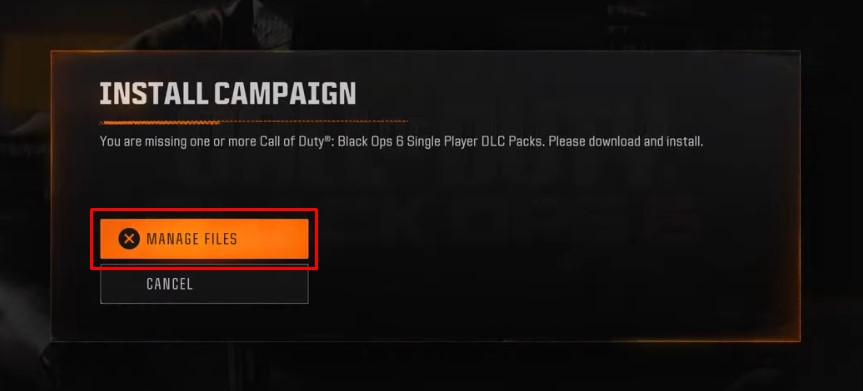 Black Ops 6 Manage Files option