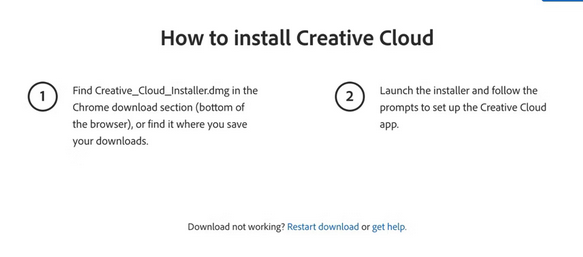 Adobe Creative Cloud download page