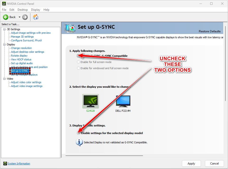 Disable G-Sync