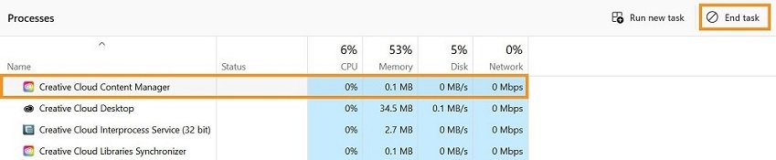 Terminating Adobe process in Task Manager