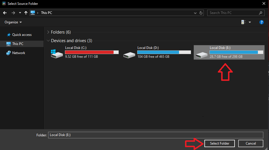 Select entire drive for clip search