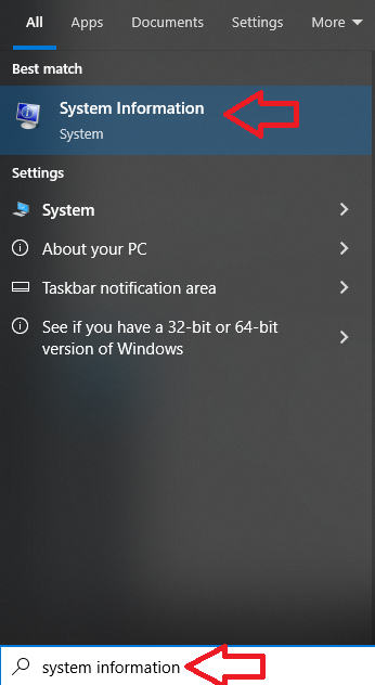 Open System Information tool in Windows
