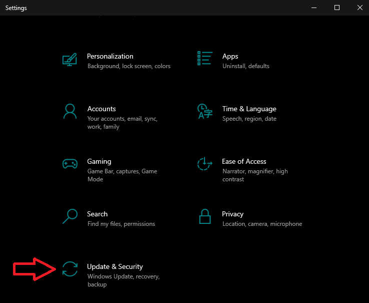 Update settings location in Windows