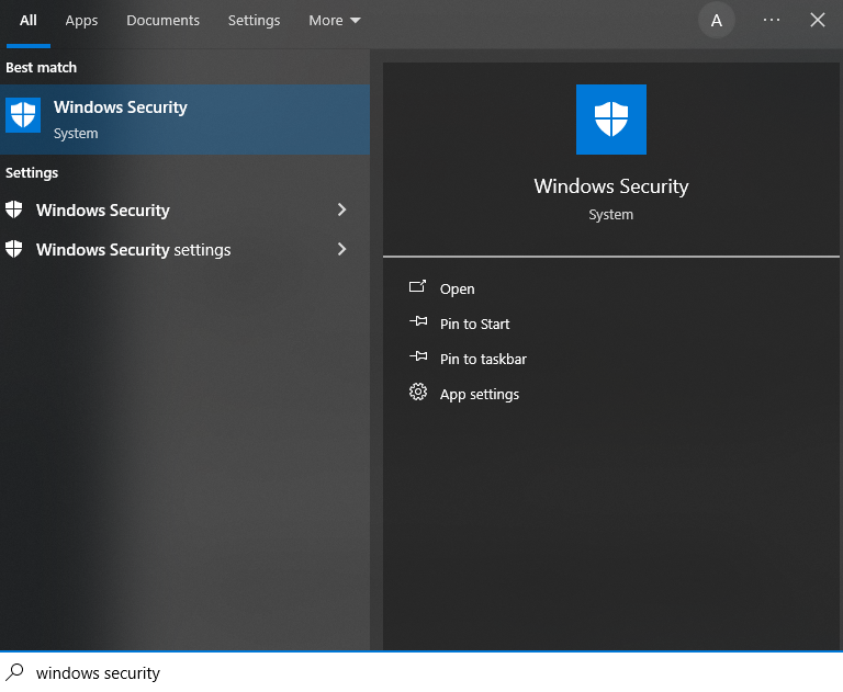 Searching for Windows Security