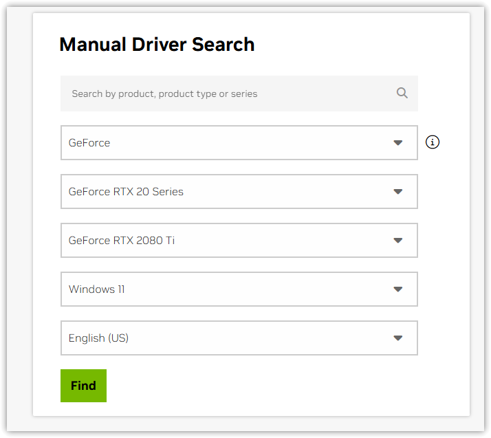 Official GPU driver download page