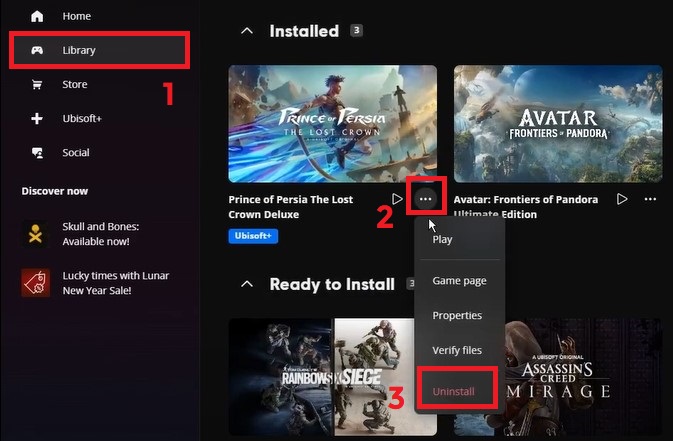 Options menu open with uninstall selected