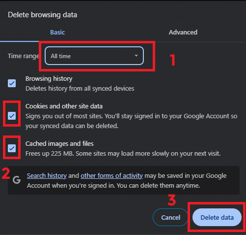 Clear browser cache and cookies for Outlook Web login loop