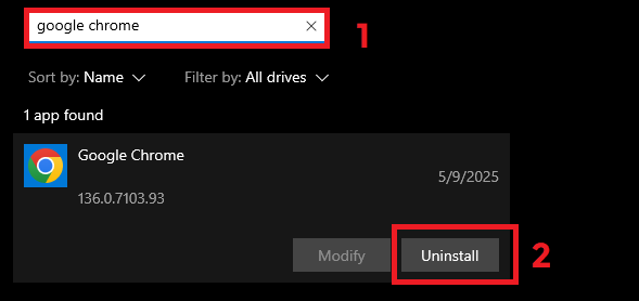 Uninstall Chrome or Edge