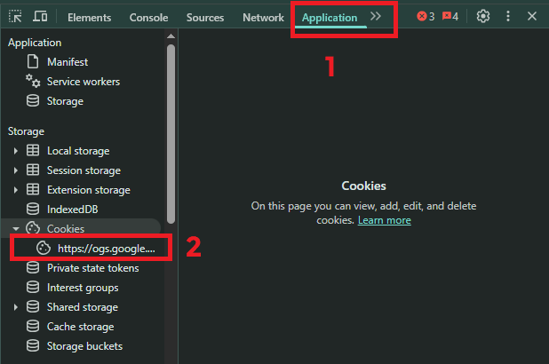 Clear Outlook cookies from DevTools