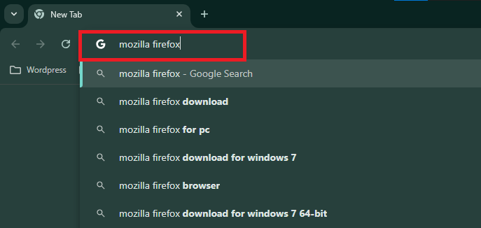 Search for Mozilla Firefox