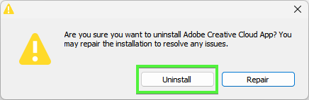 Creative Cloud uninstall option