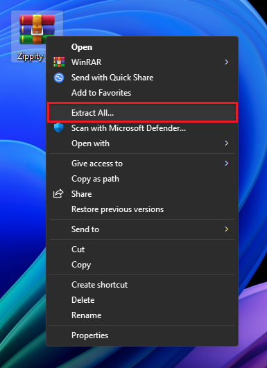 Extract All dialog box in Windows