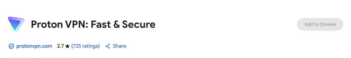 Proton VPN in Chrome Extensions