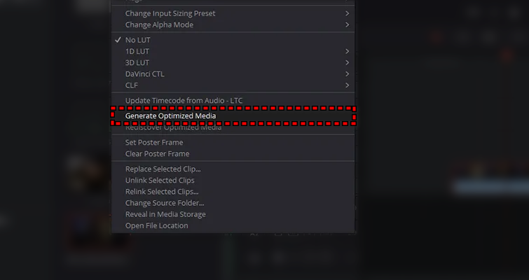 Generate Optimized Media, Davinci Resolve