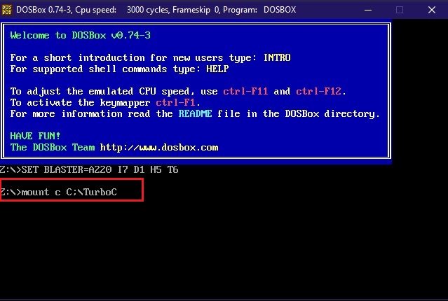 Turbo C++ in DOSBox