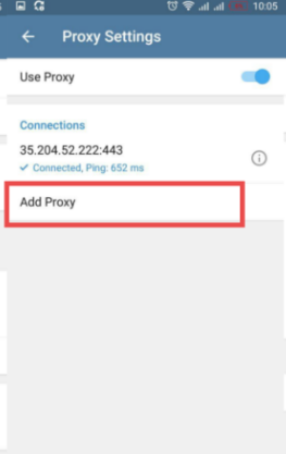 Add Proxy option in Telegram settings